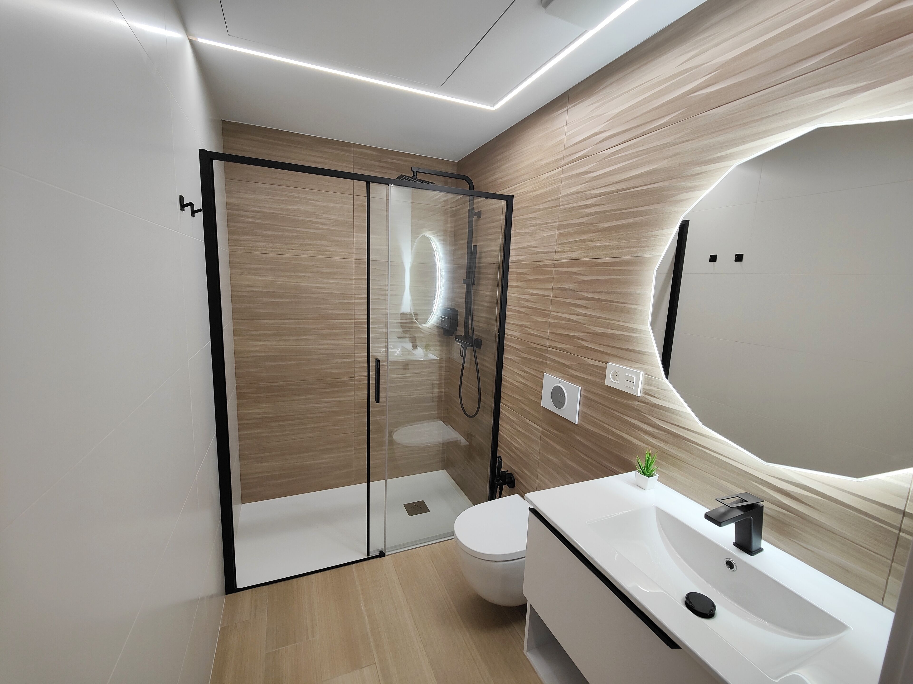 Hair dryer, bidet, towels, soap