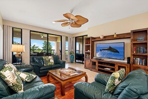 Condo, Multiple Beds (Waikoloa Fairways #A310: Top Floor,Br) | Living area - Waikoloa Fairways #a310: Top Floor,breathtaking Lake, Golf Course&ocean Views (Waikoloa)