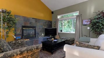 Smart TV, fireplace, stereo