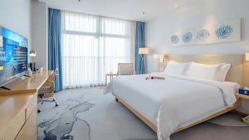 In-room safe, desk, laptop workspace, blackout curtains