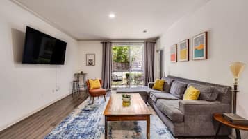 TV, video games, foosball, stereo