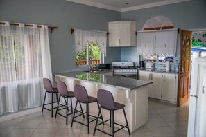 Fridge, microwave, oven, stovetop - Majestic Villa, breathtaking view of famous Pitons, Ocean and Soufriere Town (Soufriere)