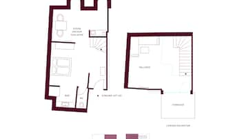 A floor plan of Apartment No.401 with a main entrance, kitchen, bathroom, bedroom, and a terrace.