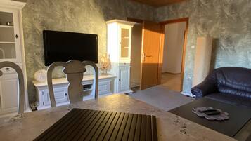 TV, DVD player, books