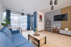 Living room - Dark Blue Apartment in Kraków by Renters (Kraków)