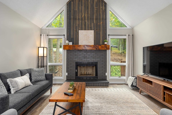 The upstairs living room offers a beautiful space to relax with your loved ones