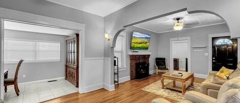 Smart TV, DVD player, books, video library