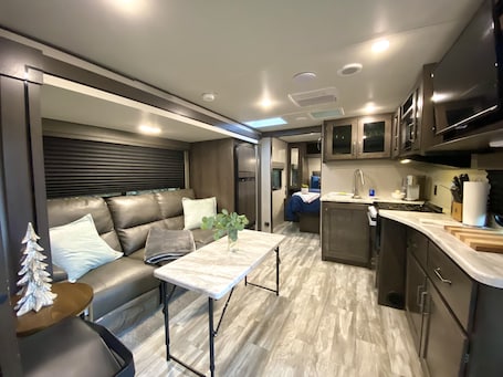 Interior. Relax to the Sound of the River while you soak in a Private Hot Tub
