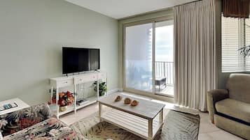 Condo, Multiple Beds, Balcony, Ocean View (#1510 - No Pets) | Living area | 42-inch flat-screen TV with digital channels