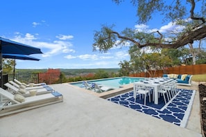 Outdoor dining - Overlook Oasis-Stunning Views-Pool and Spa! (Austin)