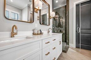 Hair dryer, towels, soap, shampoo - New Construction - Private Pool - Short Walk to East Beach!  (St. Simons Island)