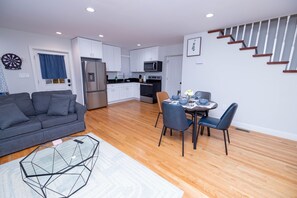 Smart TV, fireplace, video games, foosball