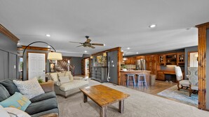 Smart TV, video games, DVD player, foosball