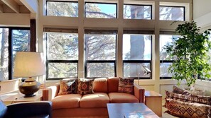 TV, fireplace - 1849 Condos 631 (4-Bedroom Home) with Pool and Forest/Wood view by RedAwning (Mammoth Lakes)