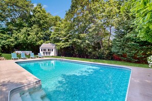 A heated pool - Gorgeous dog-friendly home with private, heated pool, furnished patio, porch (Sandwich)