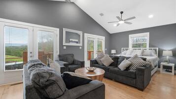Smart TV, fireplace, video games, foosball