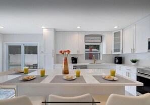 Fridge, microwave, oven, toaster