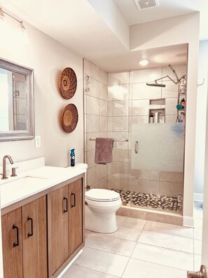 Shower, hair dryer, towels, soap - Spacious four-bed, three-and a half- bath townhome in Washington DC. (Washington)
