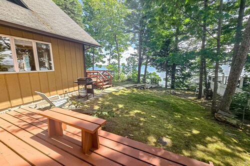 Incredible lakefront house with cottages, dock, fire pit, decks, & amazing views