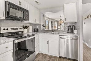Fridge, microwave, dishwasher, ice maker