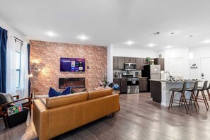 Smart TV, fireplace, printers
