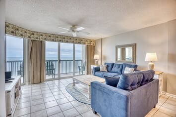 Living Room showing Ocean Front Balcony View