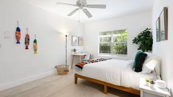 1 bedroom, desk, iron/ironing board, travel cot