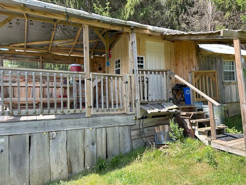 Our Rustic Serenity Camp is 190 sq ft and over looks the river valley