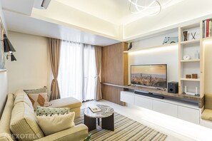 Living area - Chic 2-Bedroom Urban Retreat Mountain and City Views at Mandani Bay Suites Cebu (F.E. Zuellig Avenue Mandaue City)