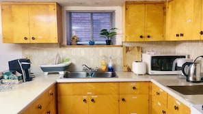 Fridge, microwave, oven, stovetop - Semi basement apartment with private bathroom, Kitchen, living room in Downtown (Toronto)