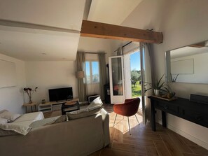 Smart TV, fireplace, video games, books