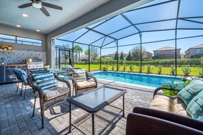 Terrace/patio - Last Minute Disney Getaway! Luxury Villa with Private Pool. Book Now! #95027 (Orlando)