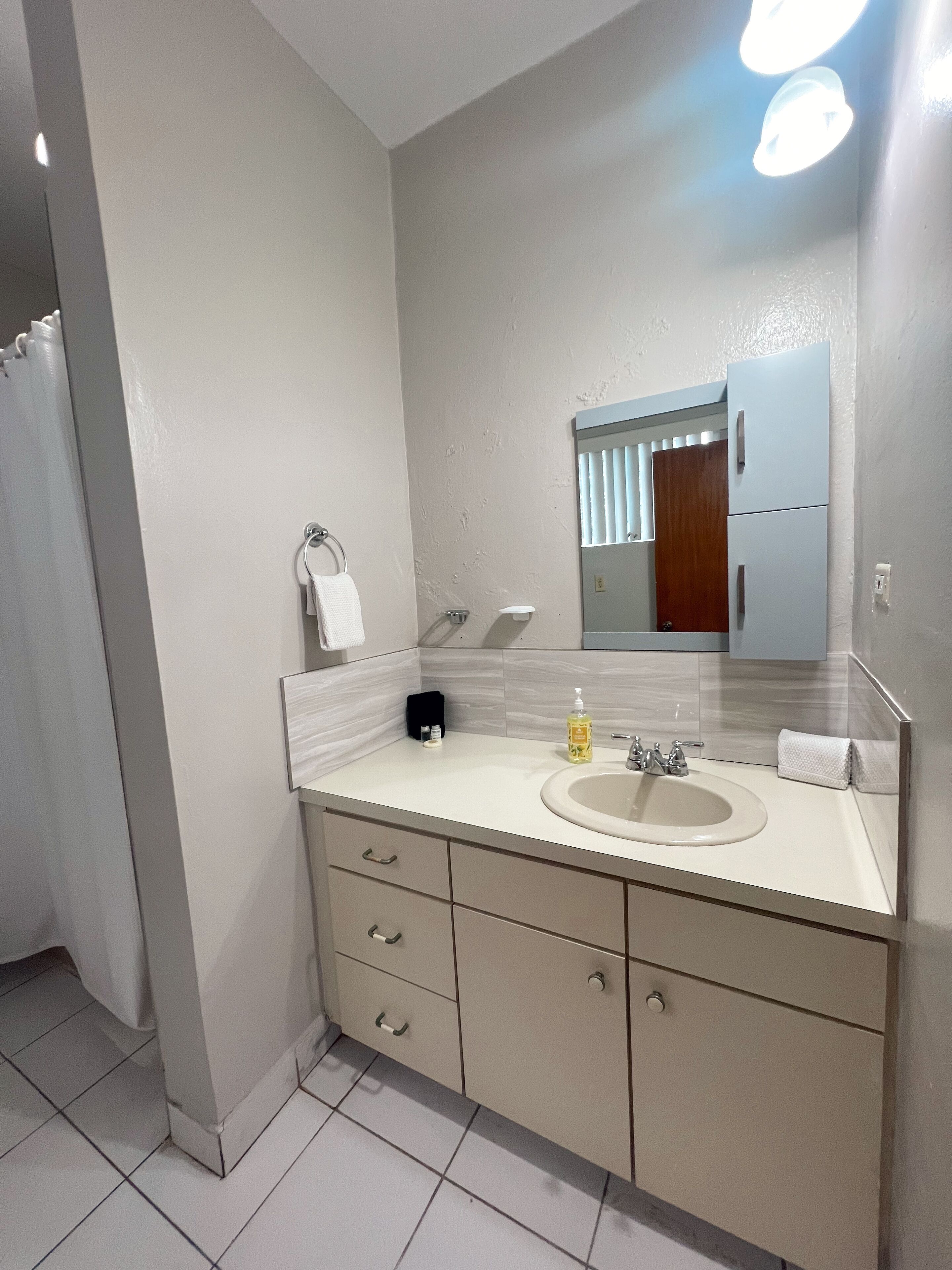 Towels, soap, shampoo, toilet paper