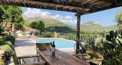 Villa with panoramic pool surrounded by greenery
