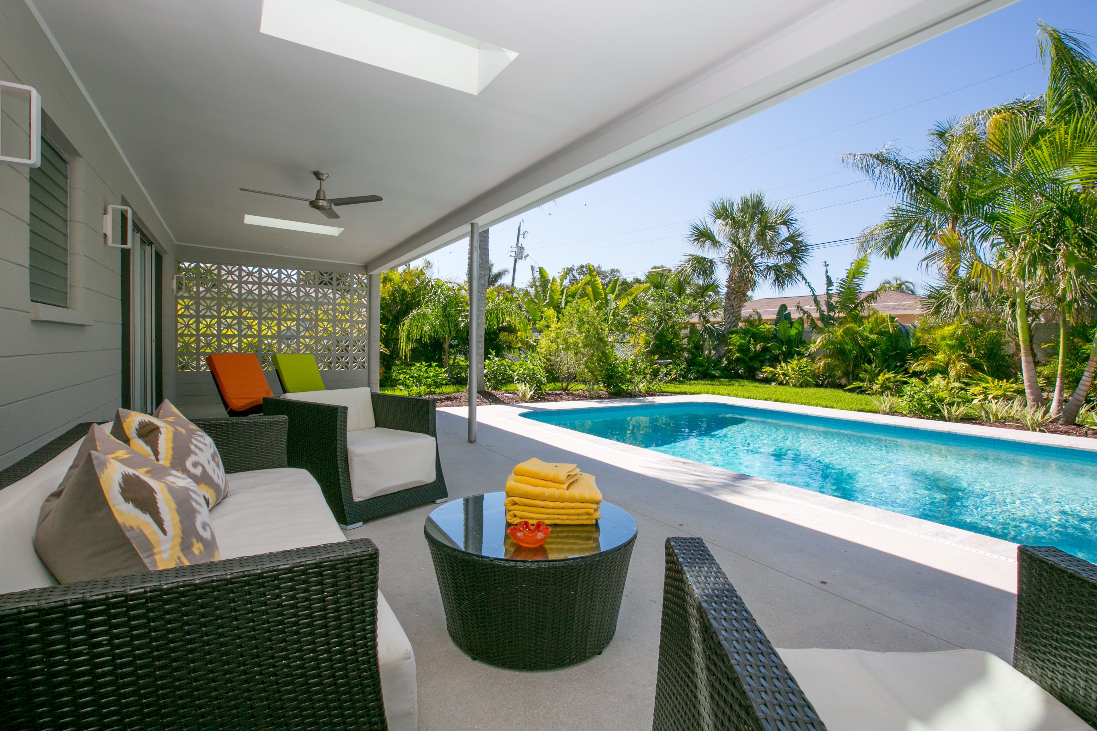 Mid Century Modern home with salt water heated pool near beach