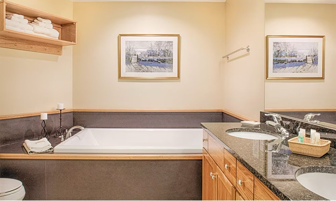 Jetted tub, eco-friendly toiletries, hair dryer, towels