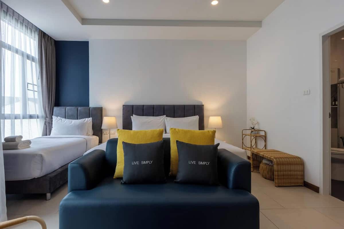 1 habitación y ropa de cama de alta calidad