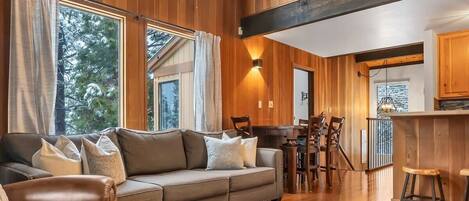 Una televisión, una chimenea, un reproductor de DVD