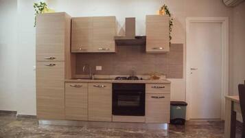 Fridge, oven, stovetop, high chair