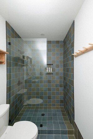 Regadera, secadora de cabello, toallas 