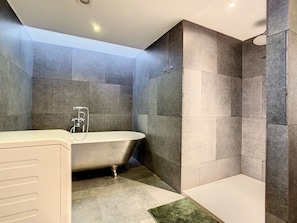 Douche, séchoir à cheveux, serviettes fournies, papier de toilette