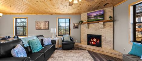 Smart TV, fireplace, video games