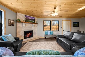 Smart TV, fireplace, video games