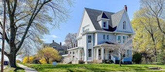 Historical dog-friendly home with fenced yard, grill, Ping-Pong, fireplace, & AC