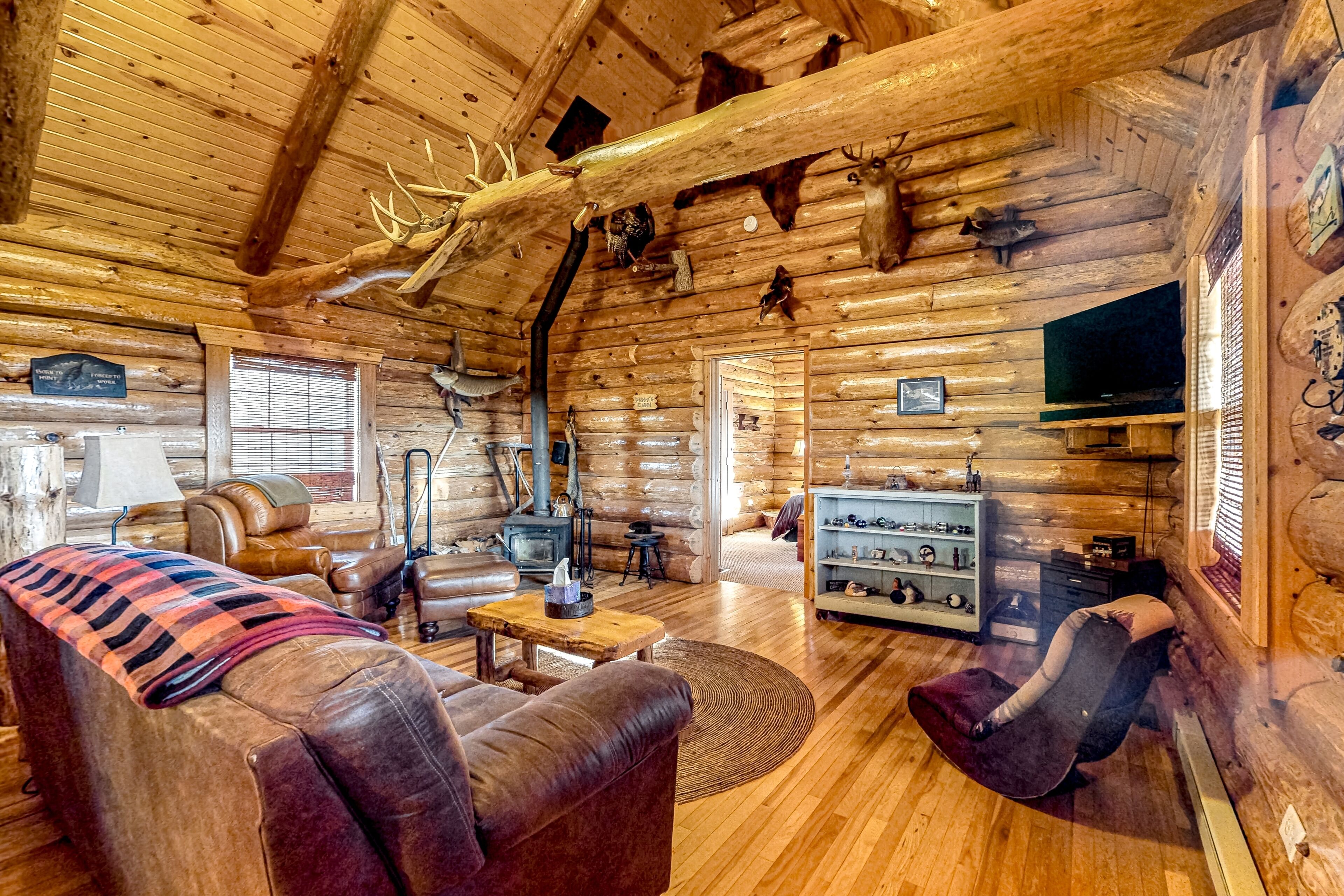 Secluded log cabin near Wisconsin Dells with wood stove & grill - dog-friendly