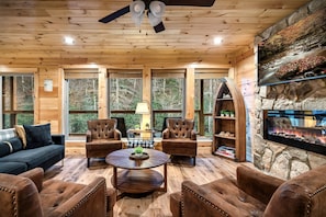 Smart TV, fireplace, video games