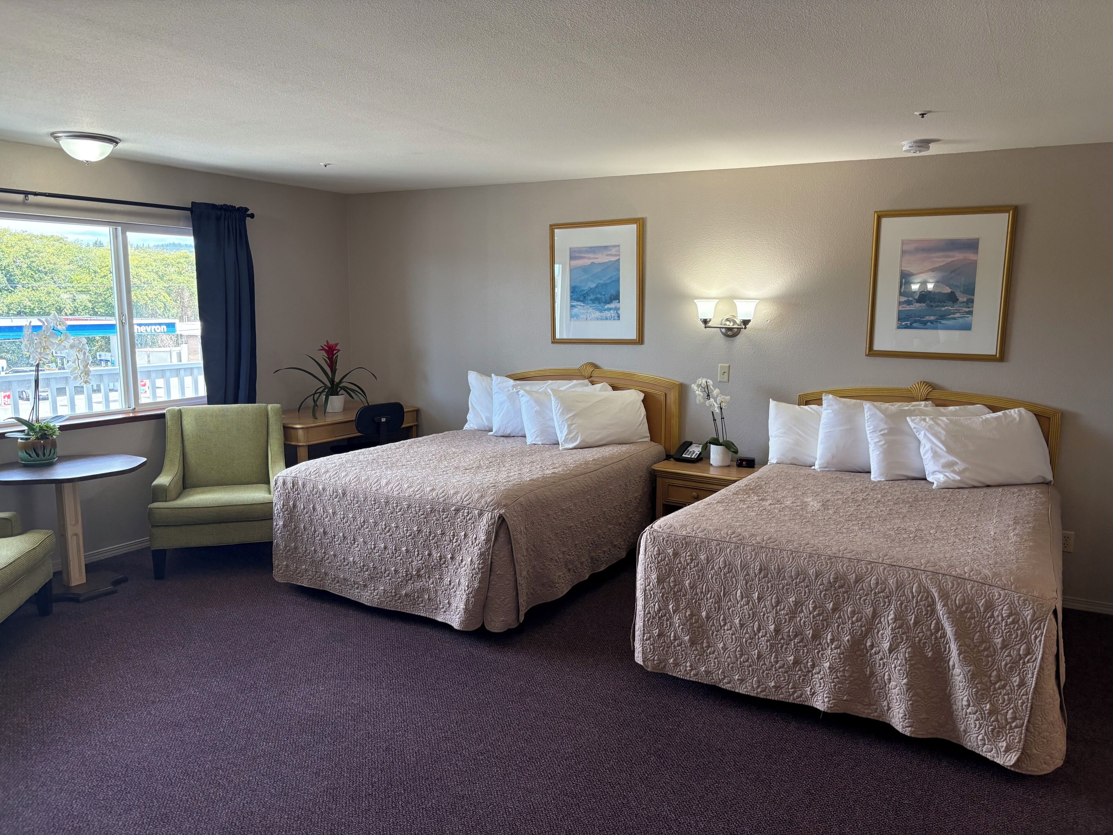 Deluxe Double Room, 2 Queen Beds, Jetted Tub | Desk, iron/ironing board (on request), WiFi (free), bed sheets