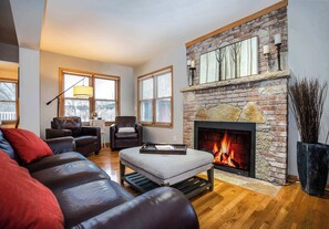 House, Multiple Beds, Patio, Garden View (Huemann’s Haven) | Living area | 42-inch flat-screen TV with digital channels, fireplace