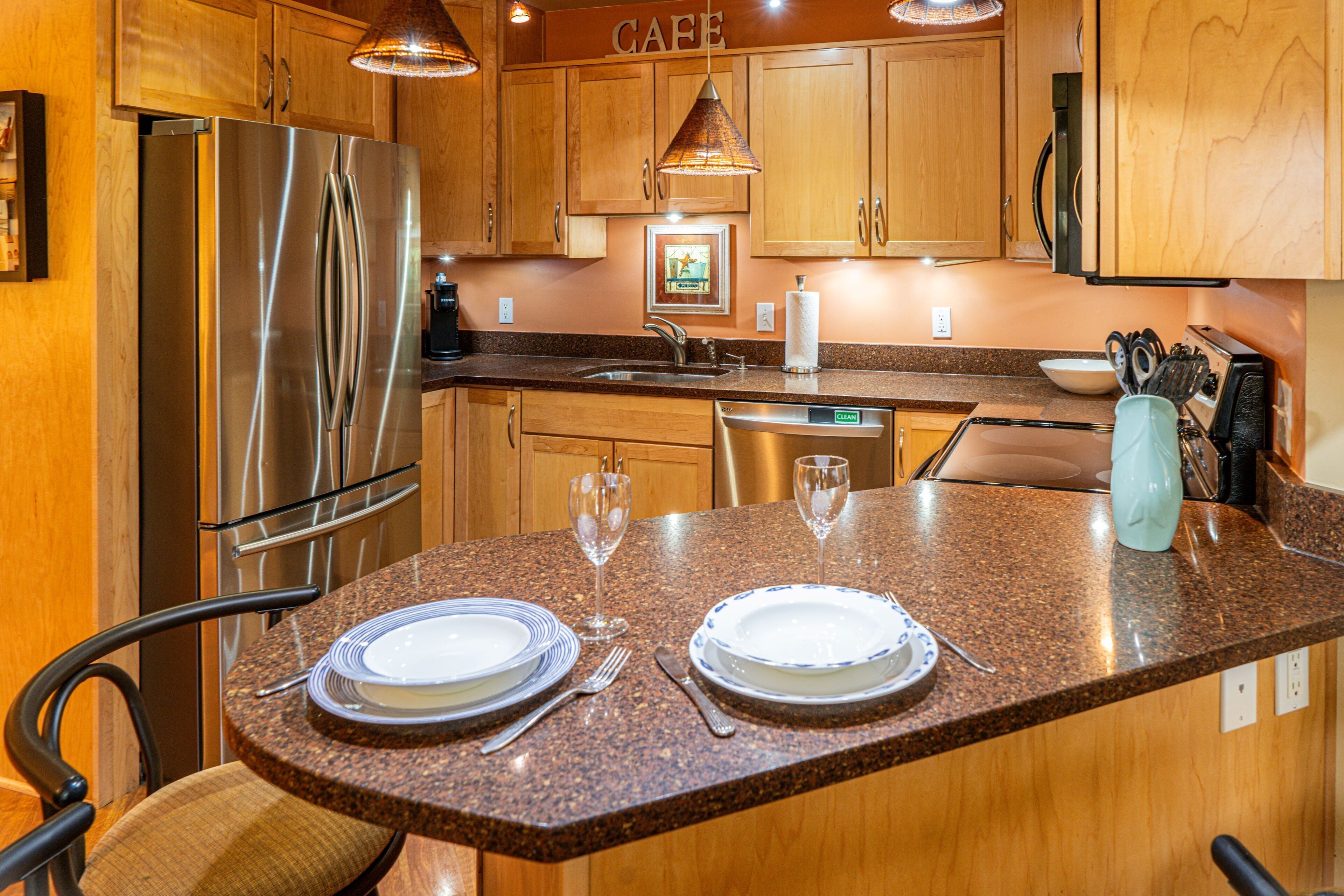 Condo, Multiple Beds, Patio, Garden View (The Lakepod at Abbey Springs) | Private kitchen | Fridge, microwave, oven, stovetop