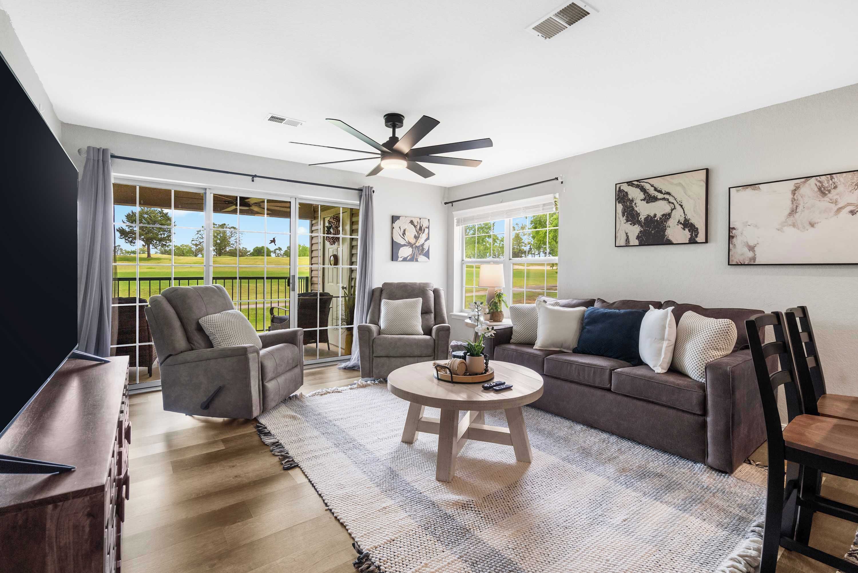 Condo, Multiple Beds, Balcony, Golf View (Catch the Sunrise) | Living area | 42-inch flat-screen TV with digital channels, fireplace